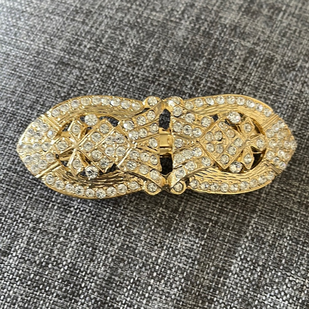 Beautiful gold and cz diamond hair clip